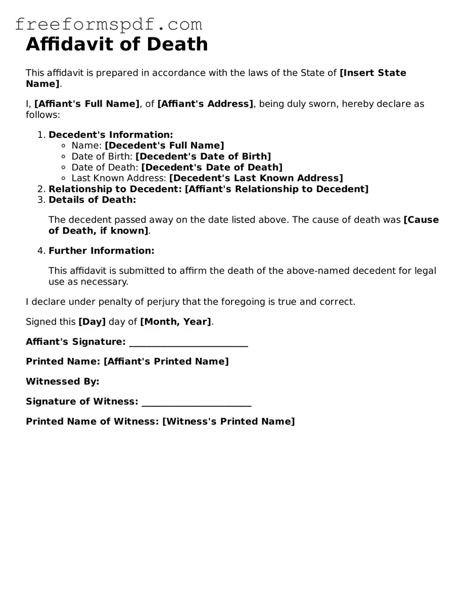 Affidavit of Death Document