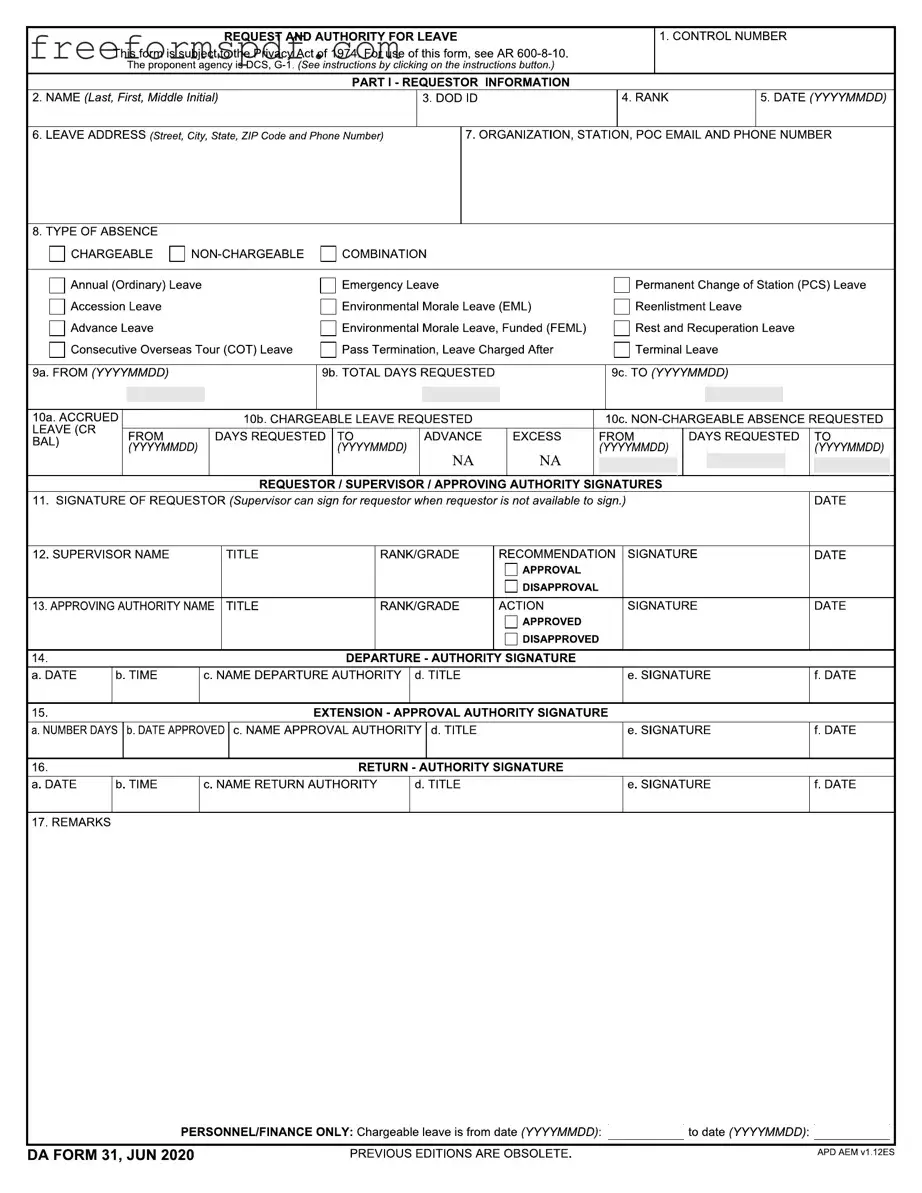 Fill in a Valid Da 31 Template