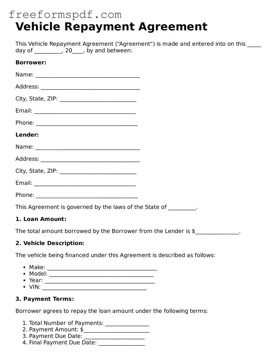 Vehicle Repayment Agreement Document