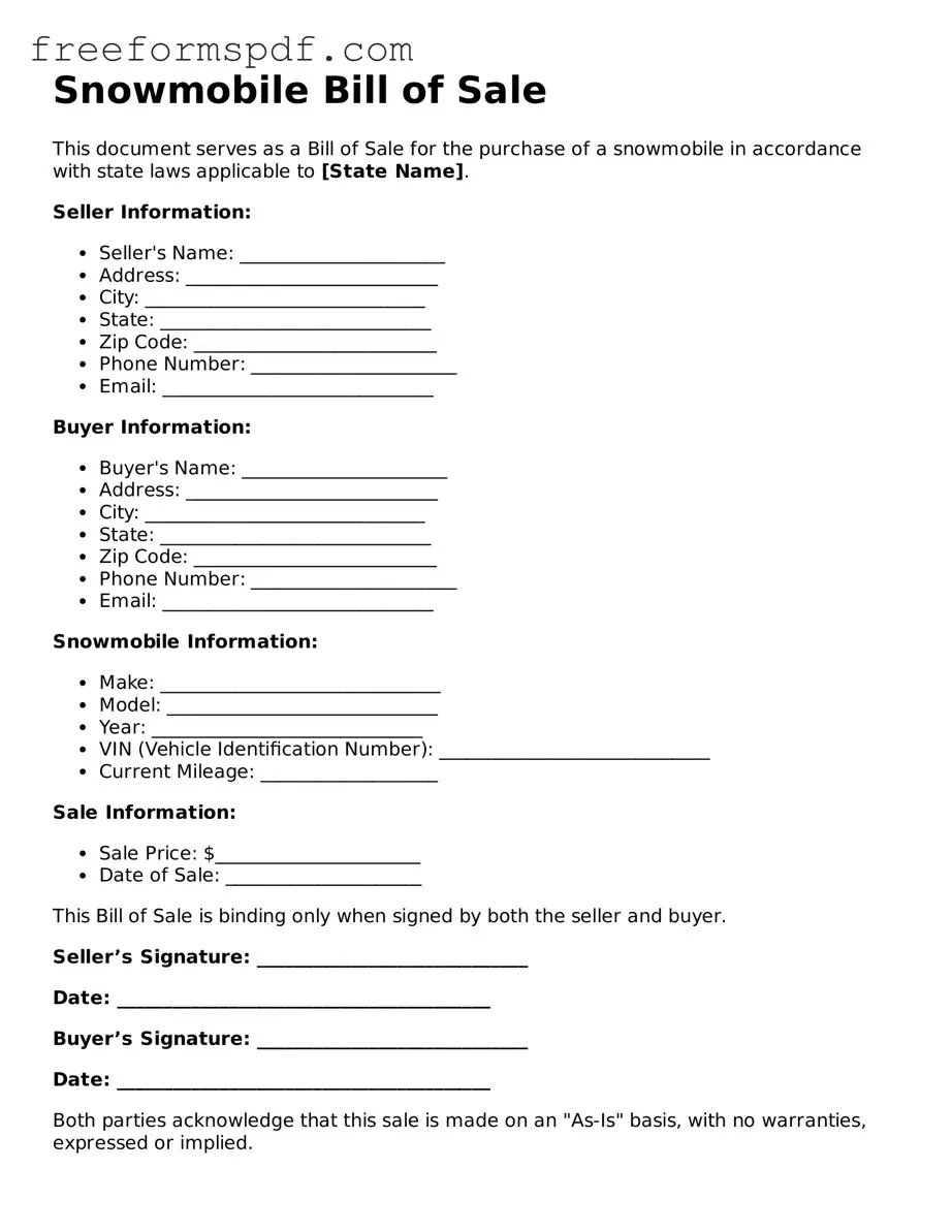 Snowmobile Bill of Sale Document