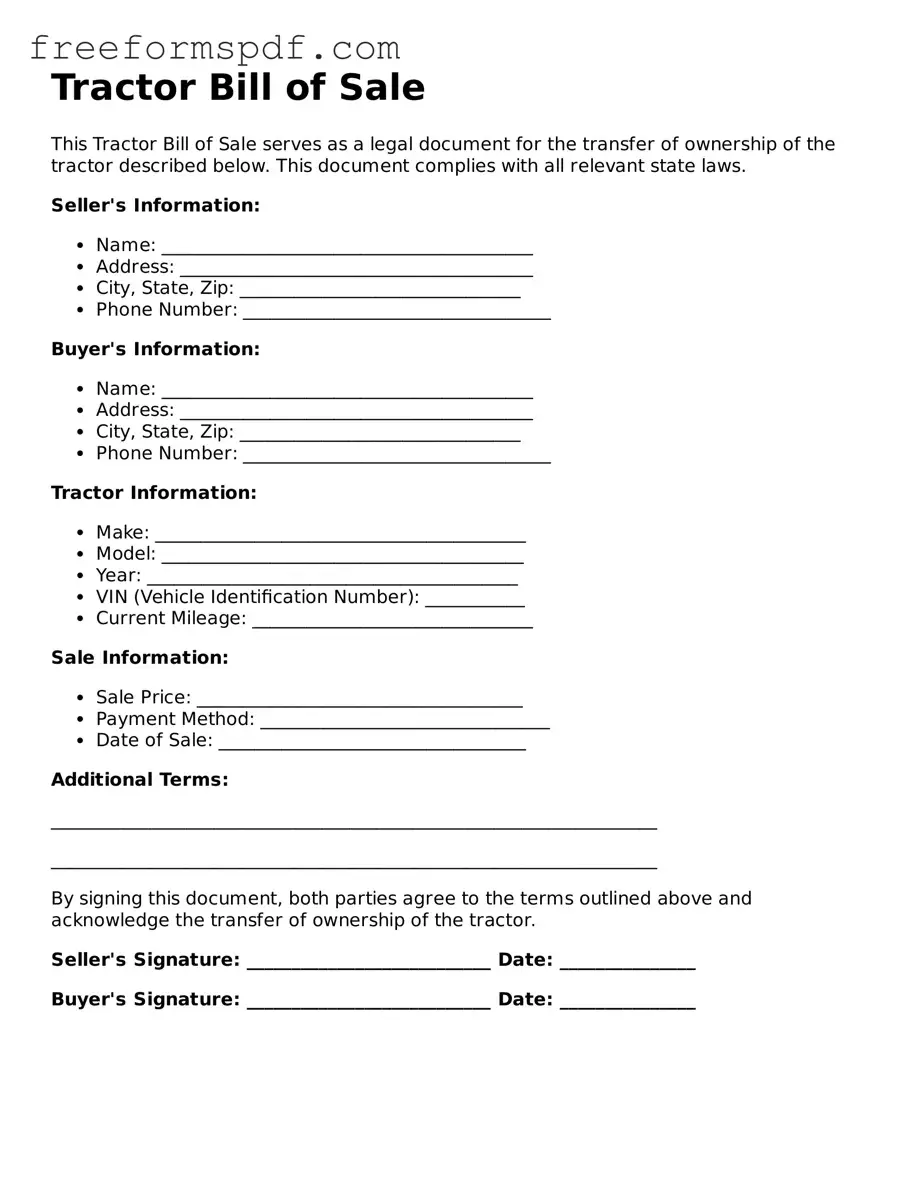 Tractor Bill of Sale Document