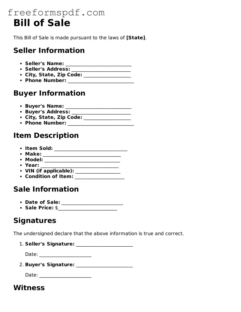 Bill of Sale Document