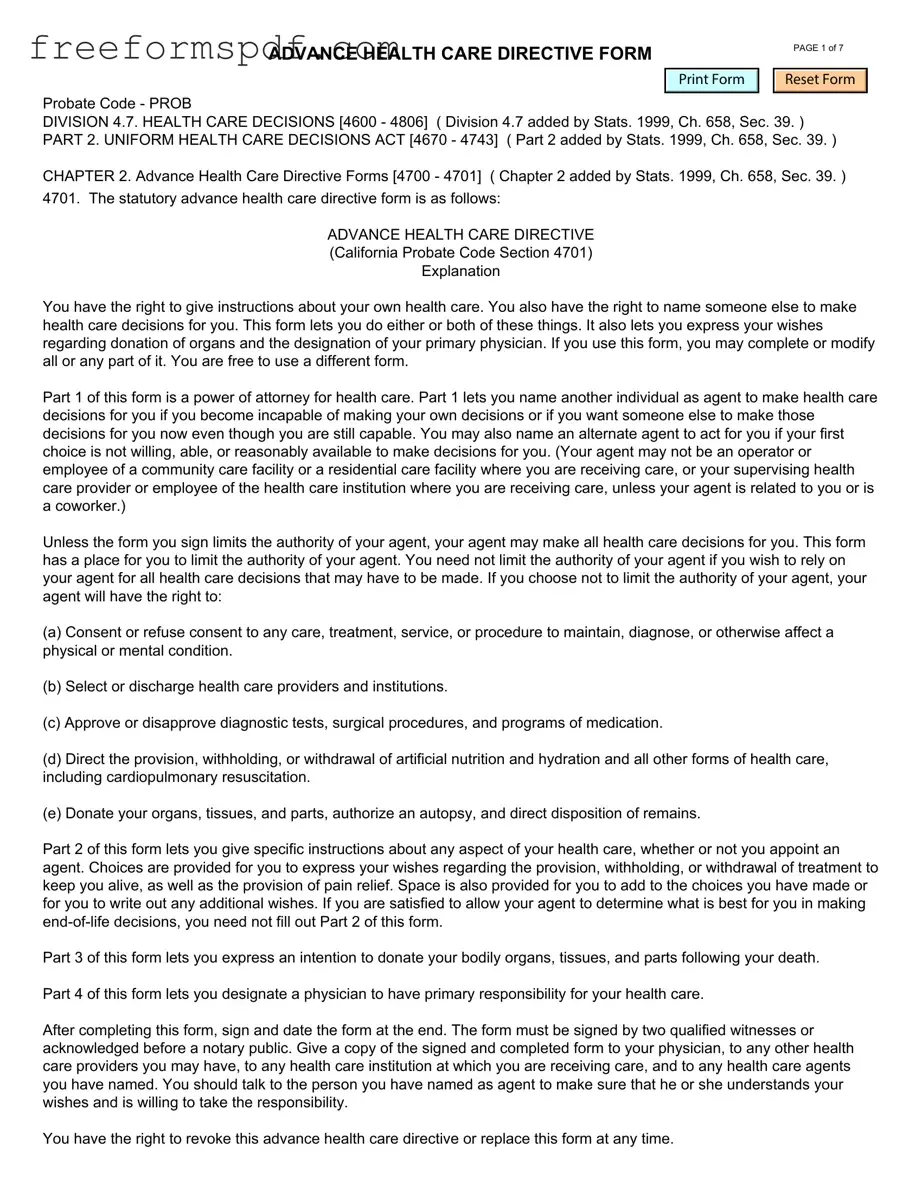 Fill in a Valid California Advanced Health Care Directive Template