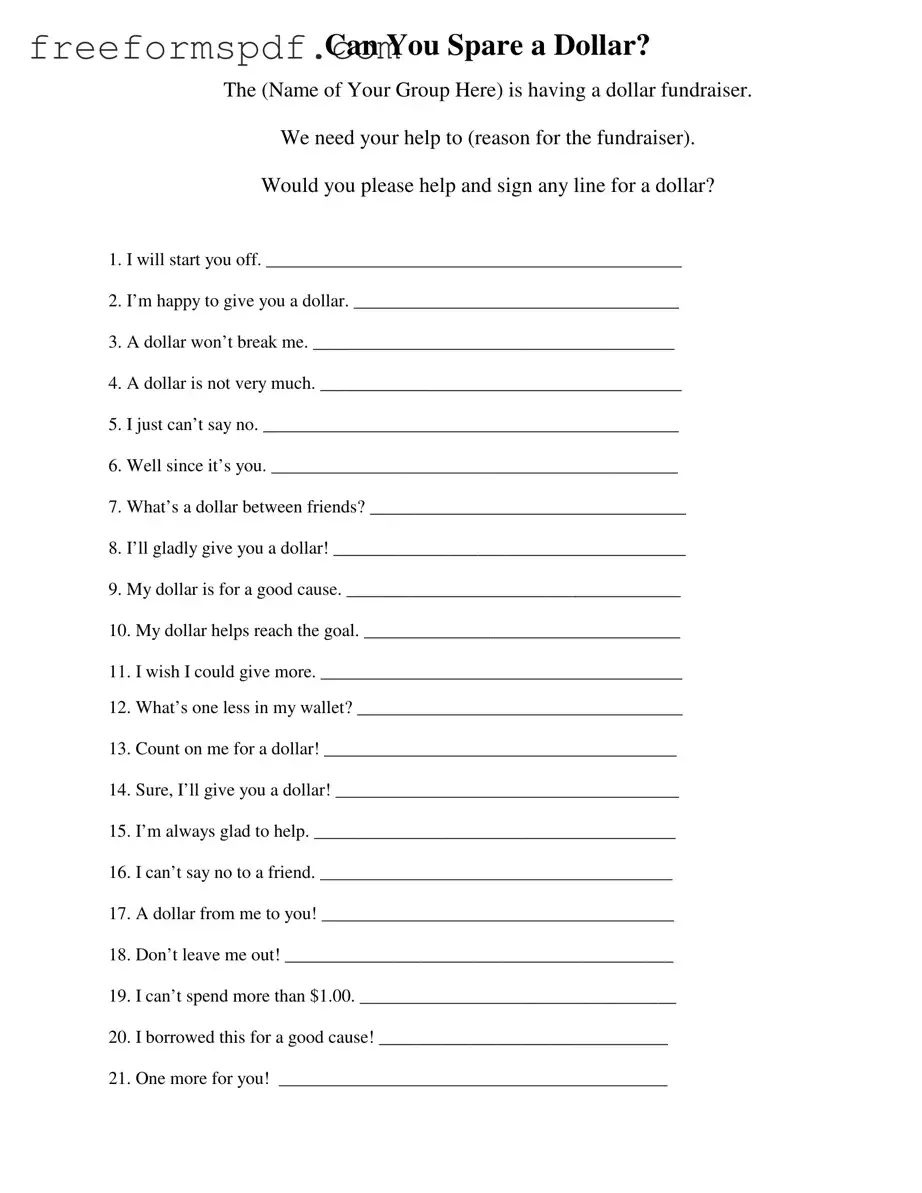 Fill in a Valid Donated A Dollar Template