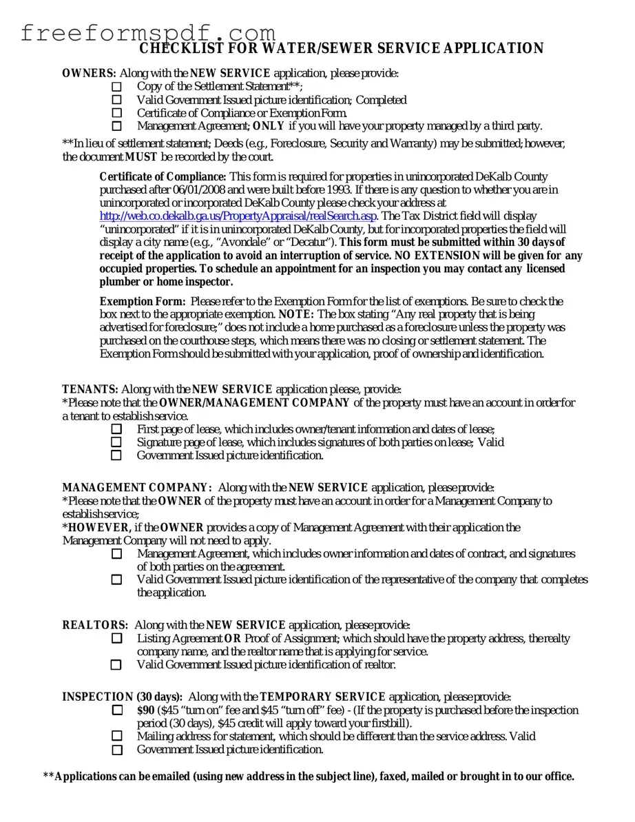 Fill in a Valid Dekalb County Water Application Template
