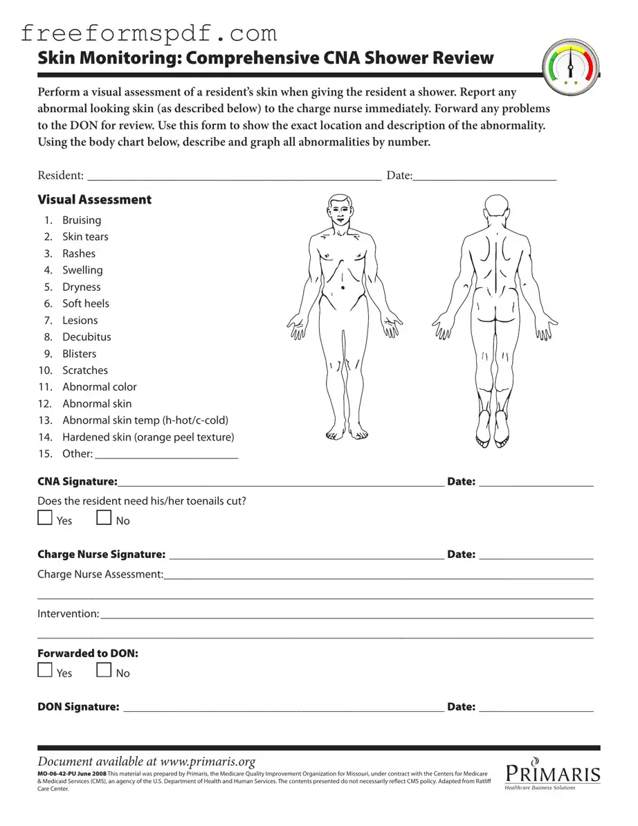 Fill in a Valid Cna Shower Sheets Template