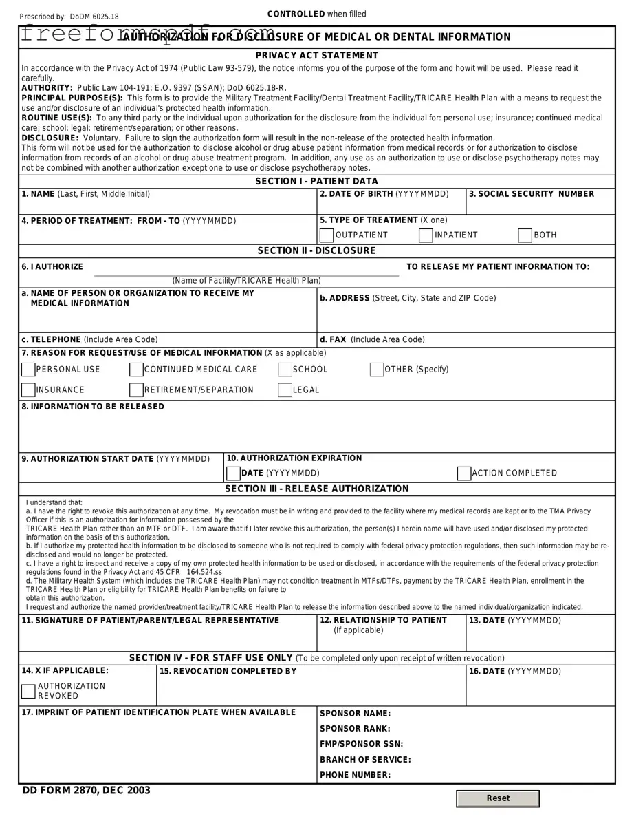 Fill in a Valid DD 2870 Template