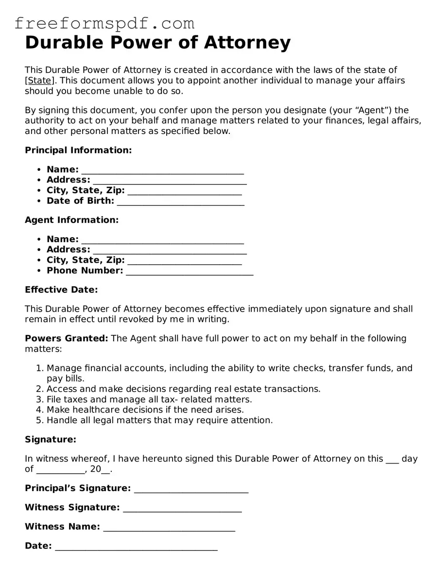 Durable Power of Attorney Document