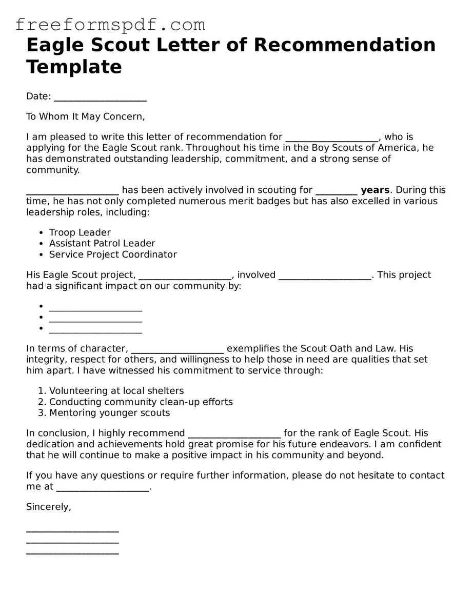 Eagle Scout Letter of Recommendation Document