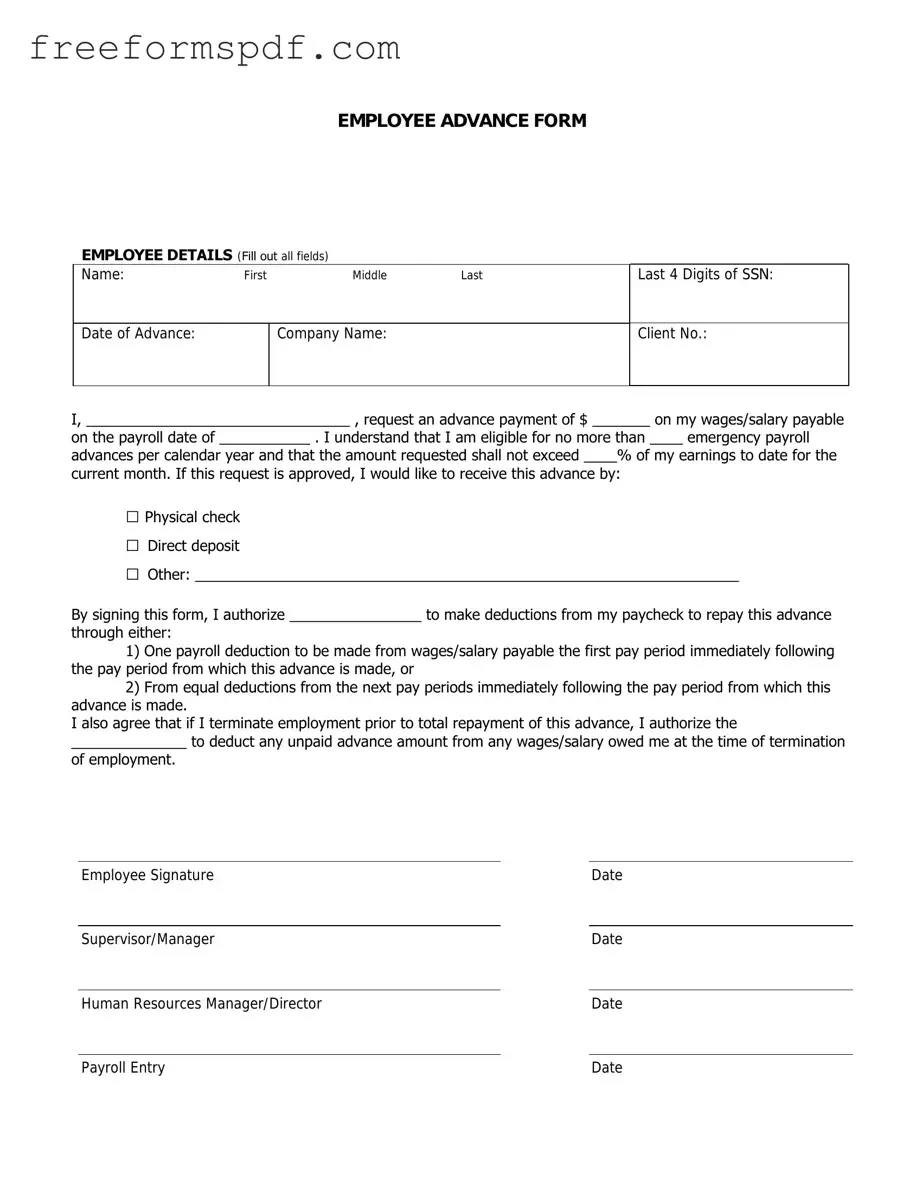 Fill in a Valid Employee Advance Template