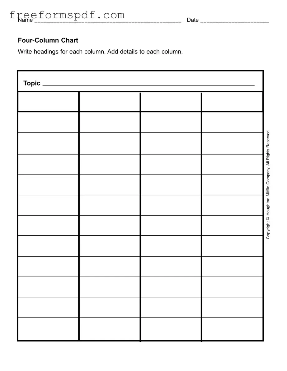 Fill in a Valid Four Column Chart Template