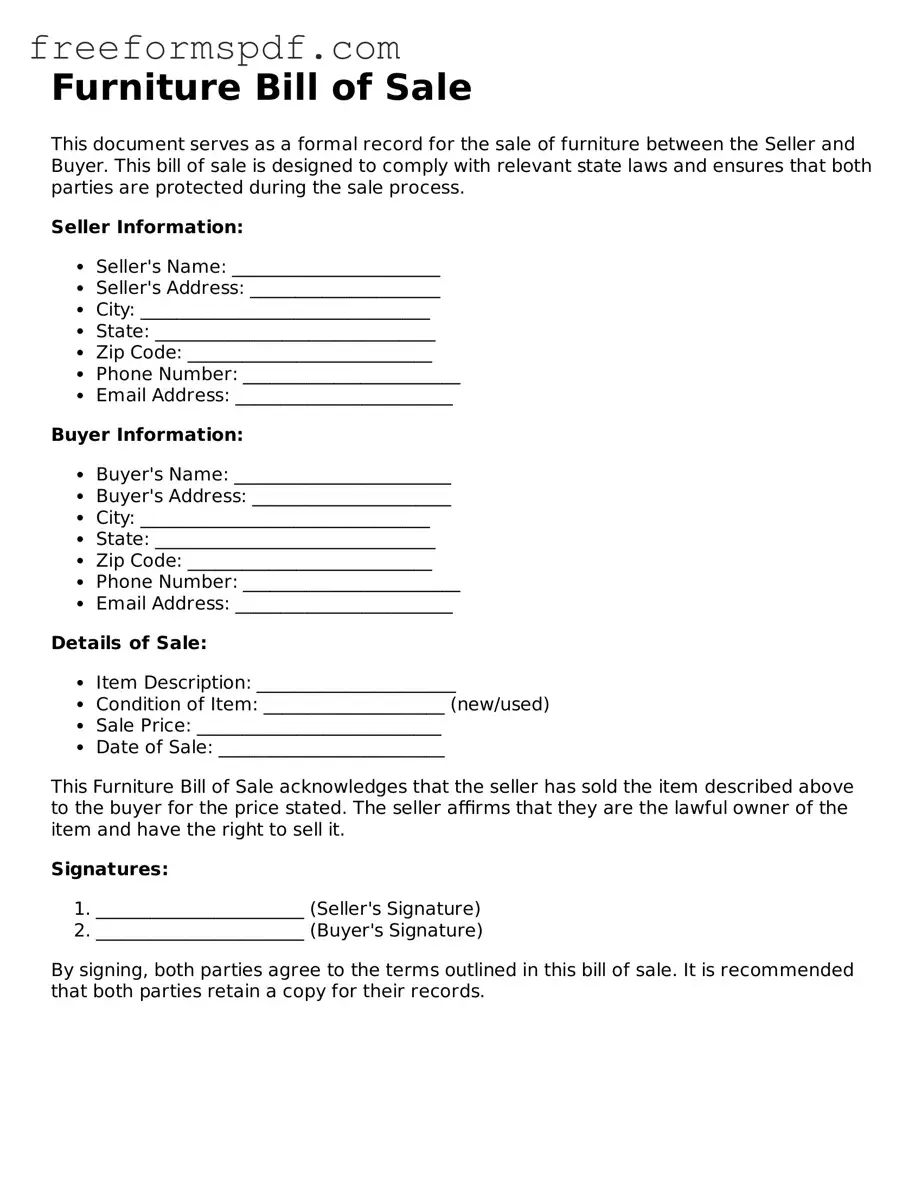 Furniture Bill of Sale Document
