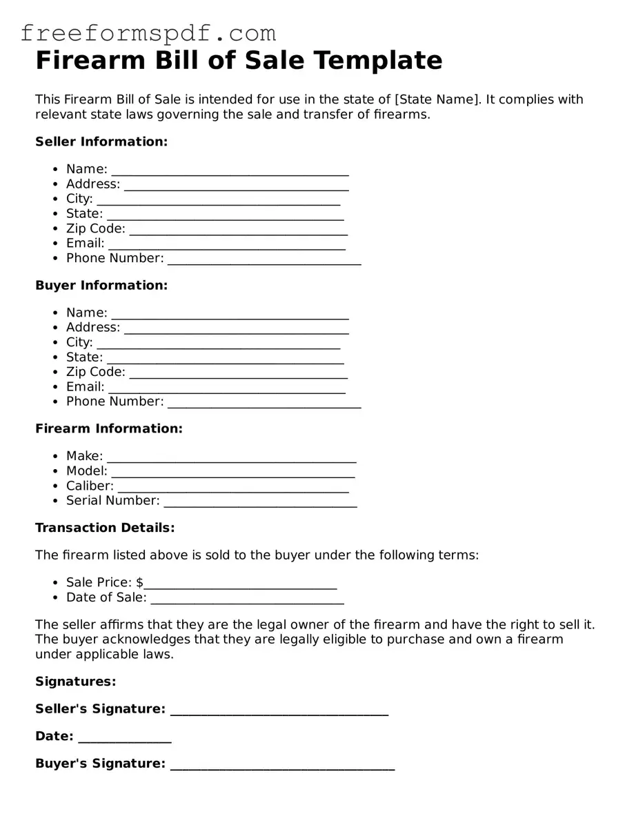 Firearm Bill of Sale Document