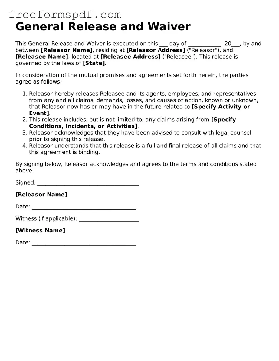 General Release and Waiver Document