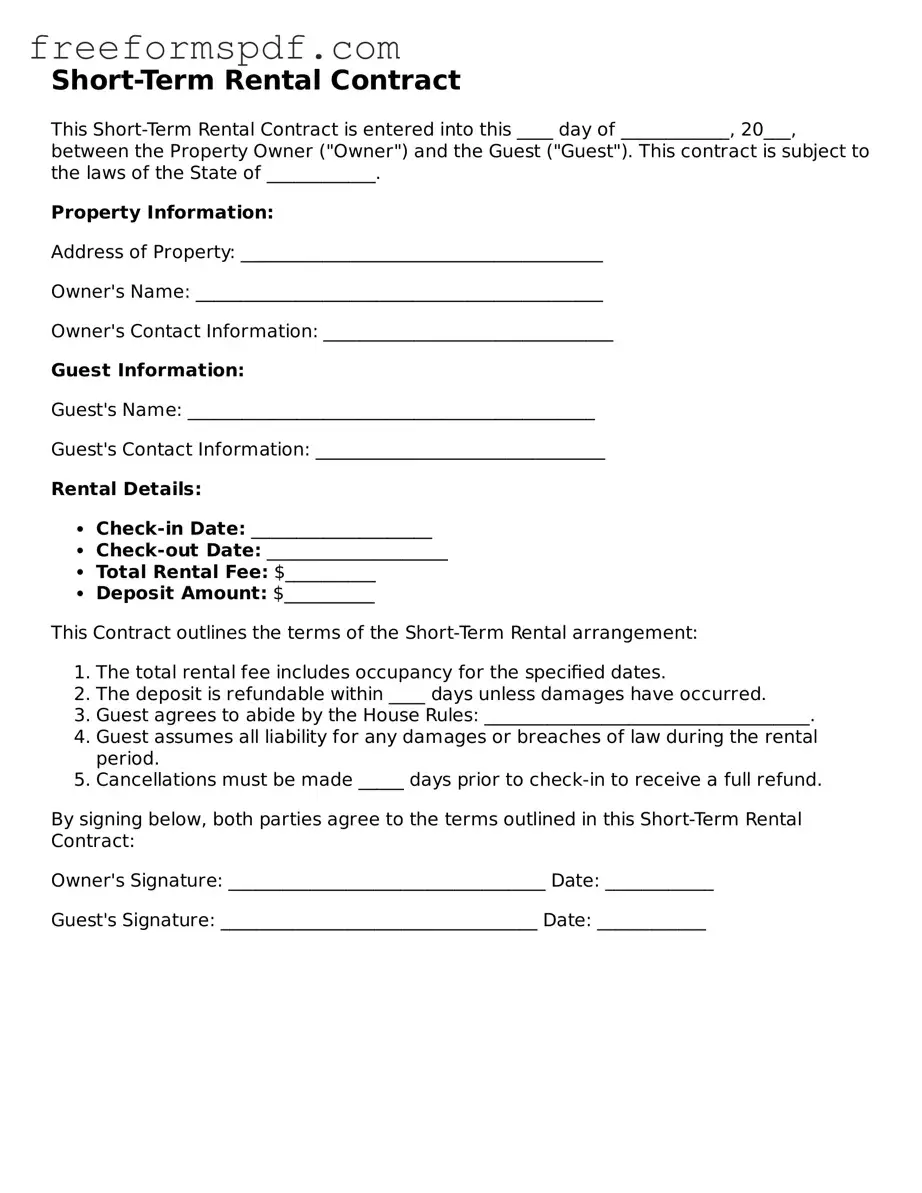 Short-Term Rental Contract Document