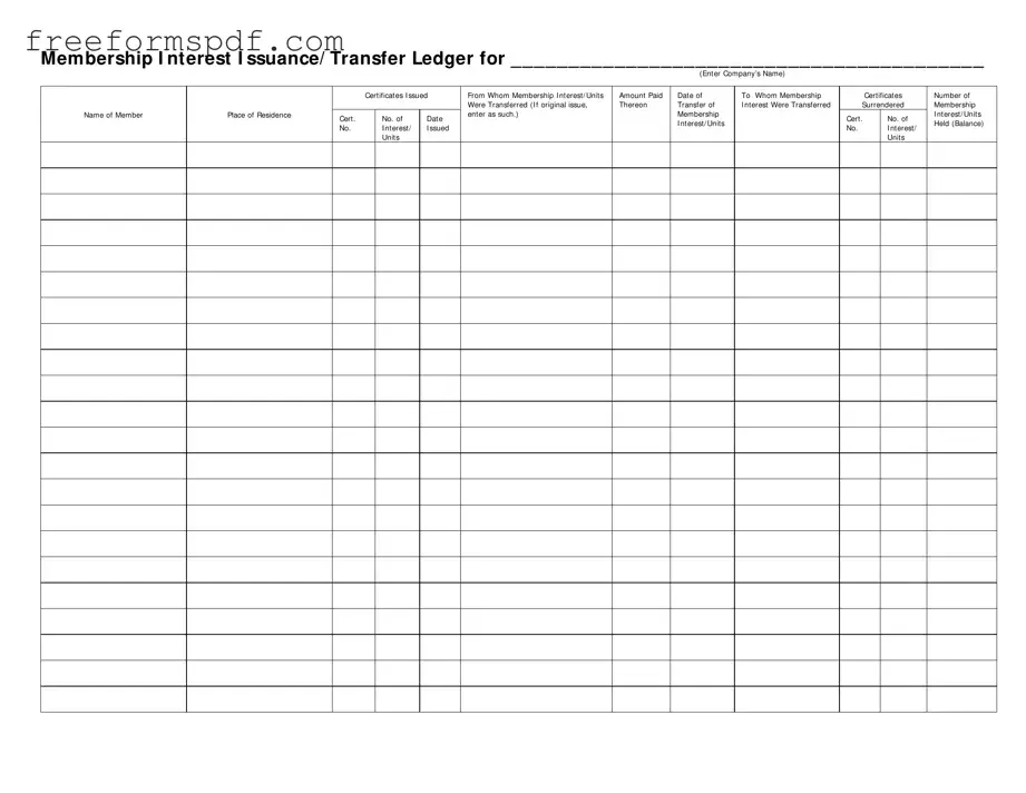 Fill in a Valid Membership Ledger Template