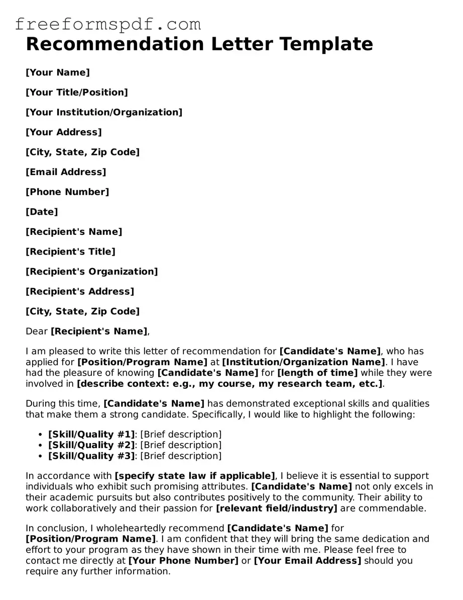 Recommendation Letter Document