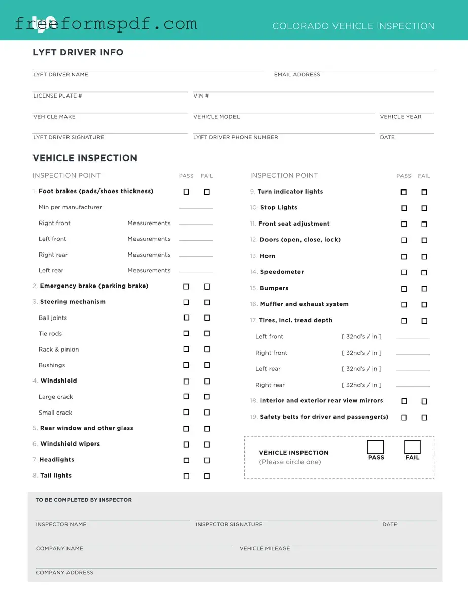 Fill in a Valid Lyft Inspection Template