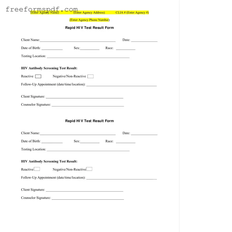 Fill in a Valid Negative Hiv Test Template
