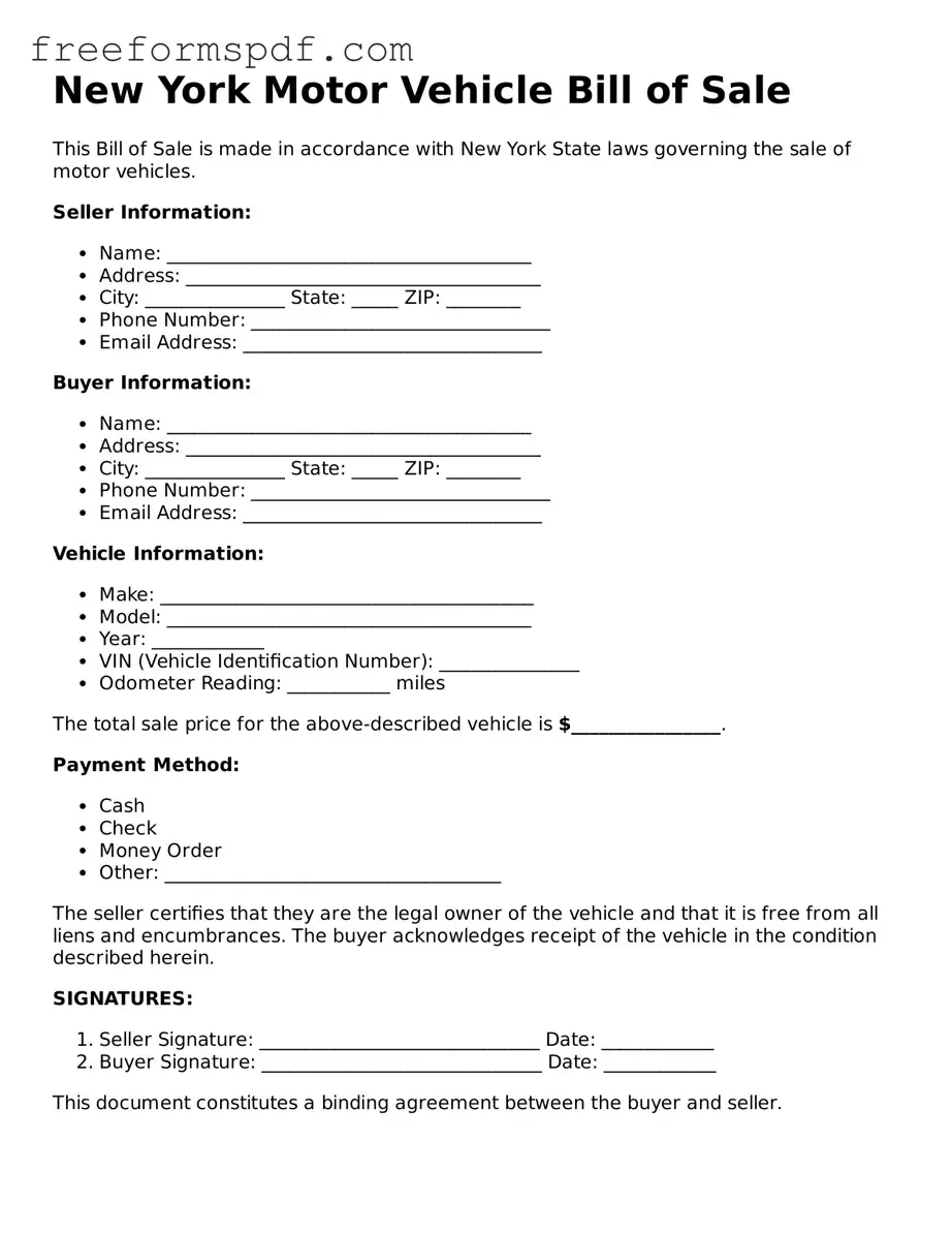 Attorney-Verified Motor Vehicle Bill of Sale Document for New York State