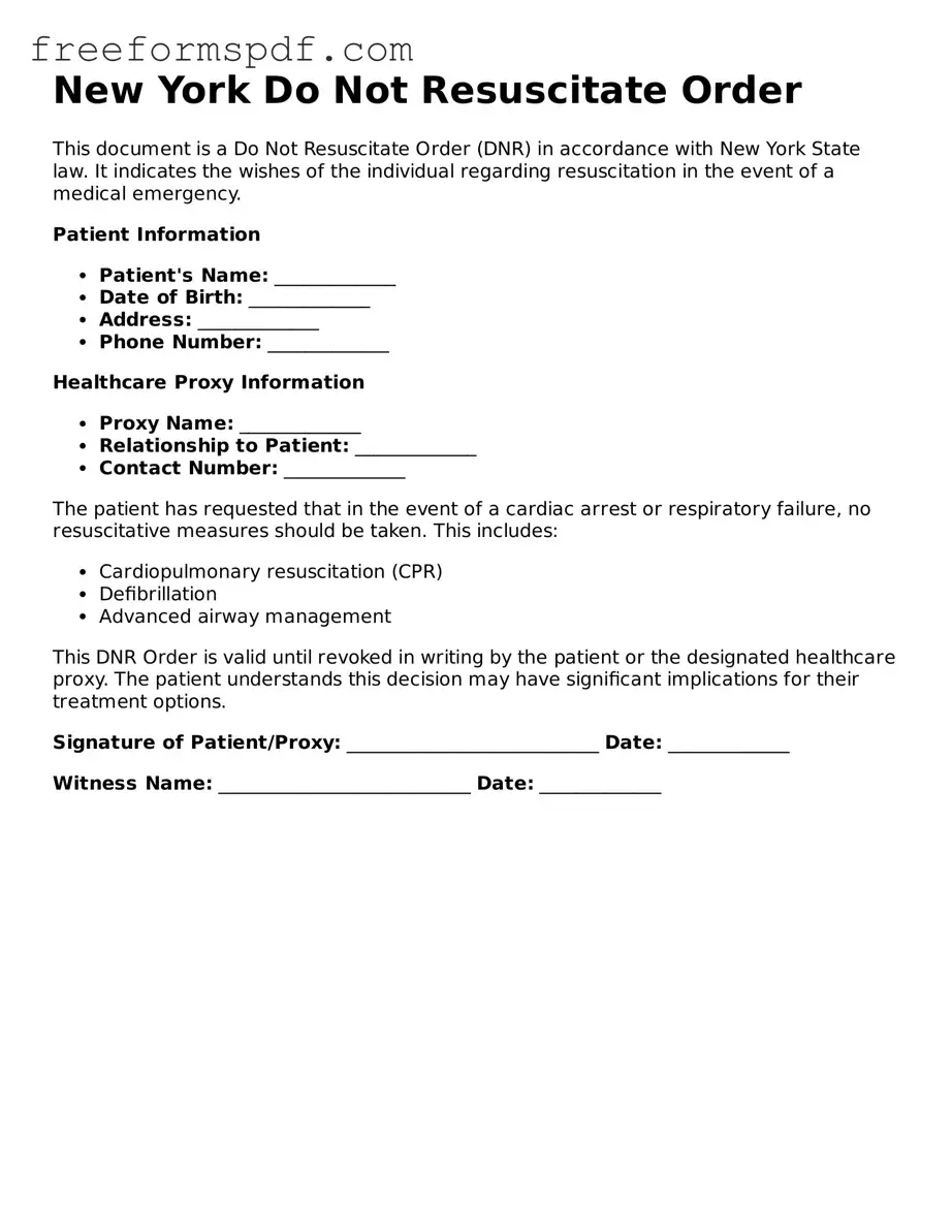 Attorney-Verified Do Not Resuscitate Order Document for New York State