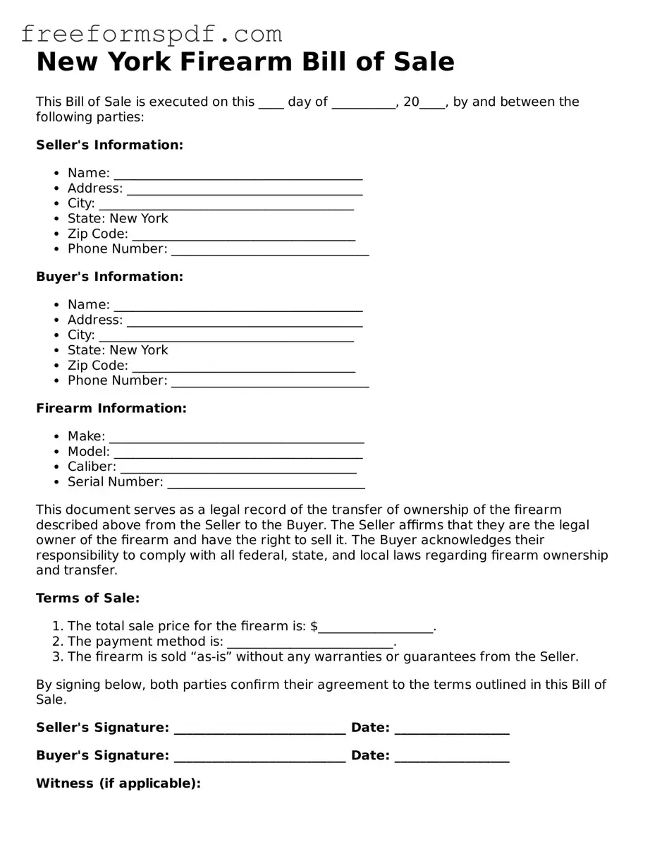 Attorney-Verified Firearm Bill of Sale Document for New York State