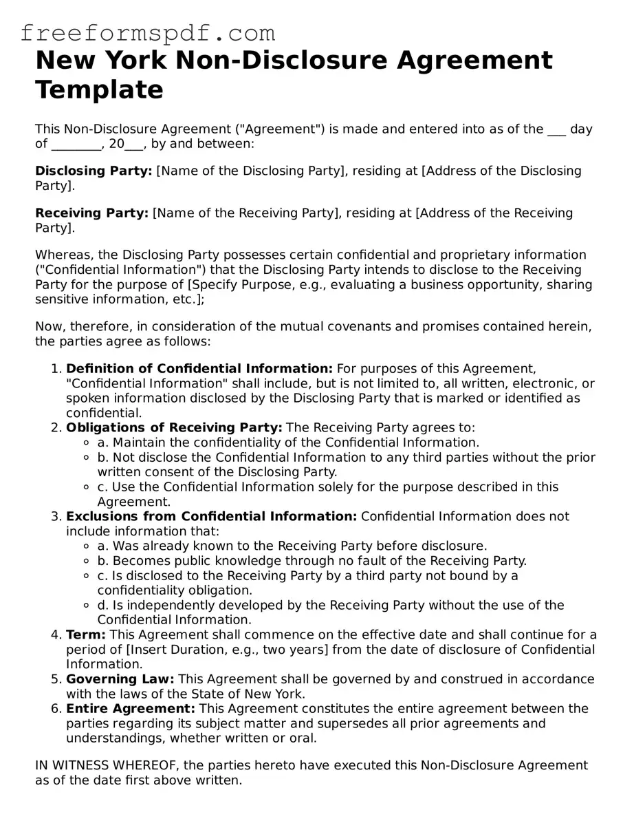 Attorney-Verified Non-disclosure Agreement Document for New York State