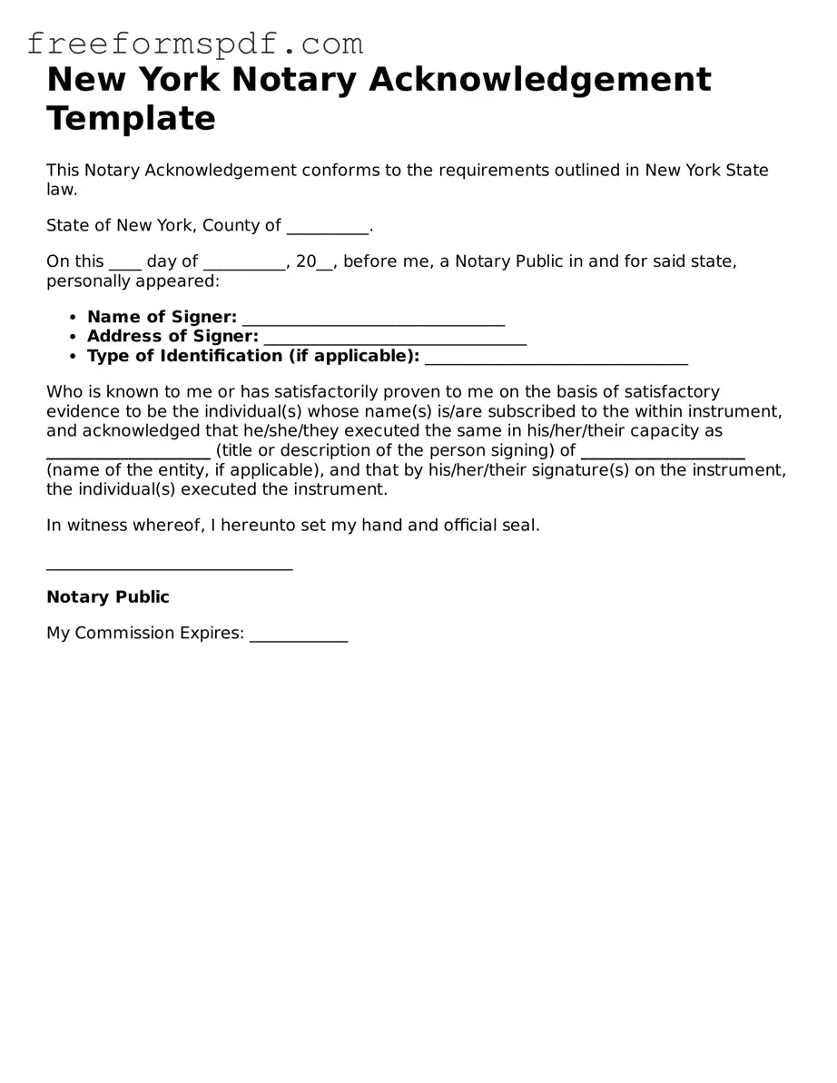 Attorney-Verified Notary Acknowledgement Document for New York State
