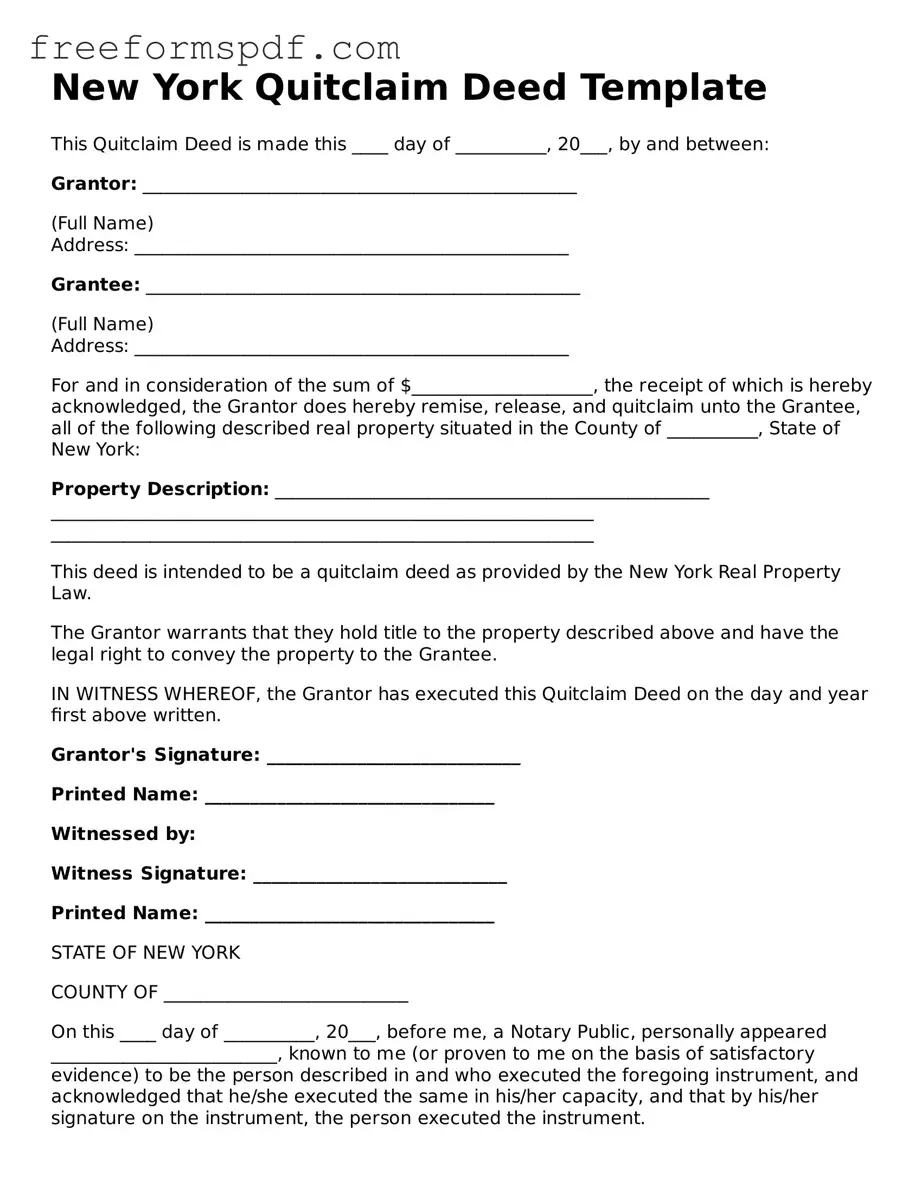 Attorney-Verified Quitclaim Deed Document for New York State