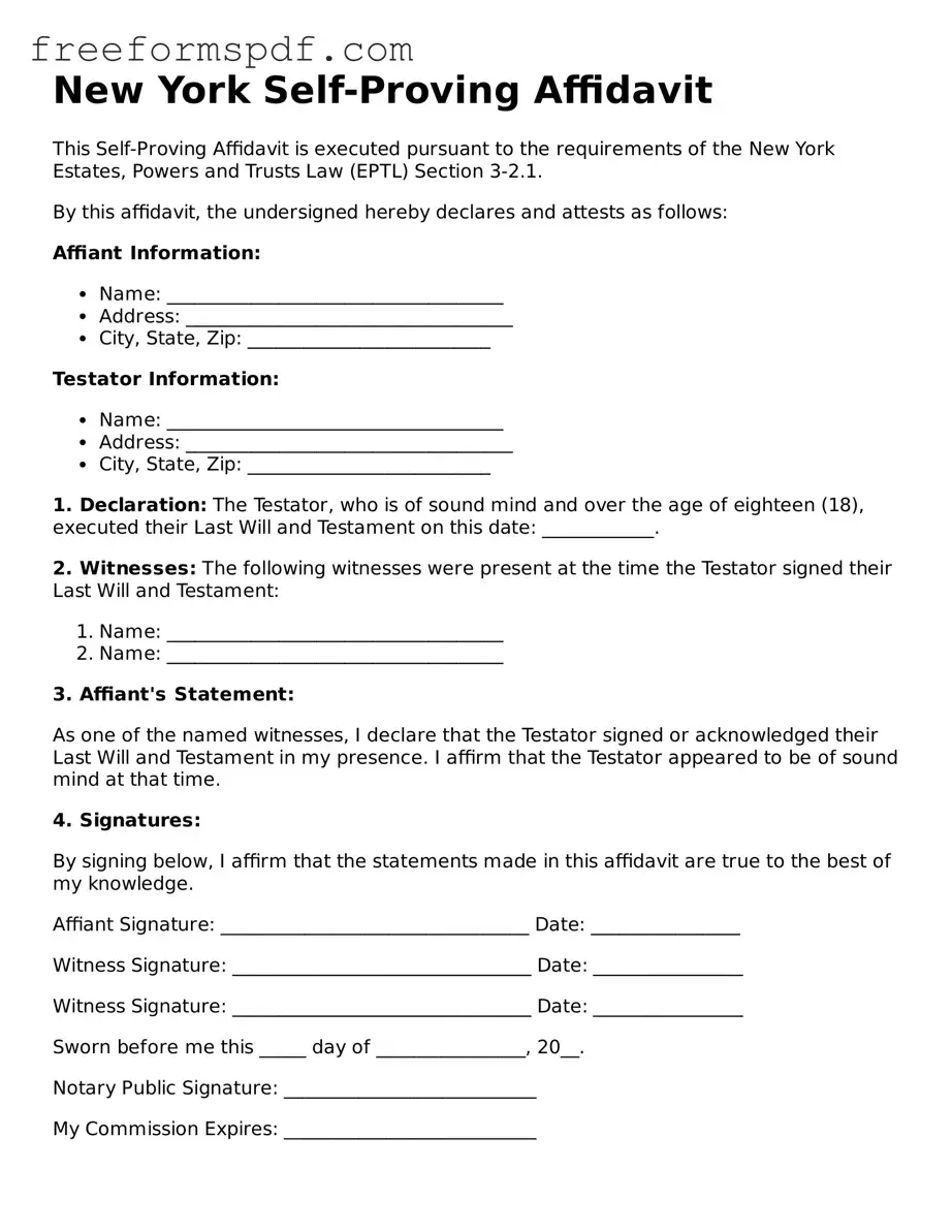 Attorney-Verified Self-Proving Affidavit Document for New York State