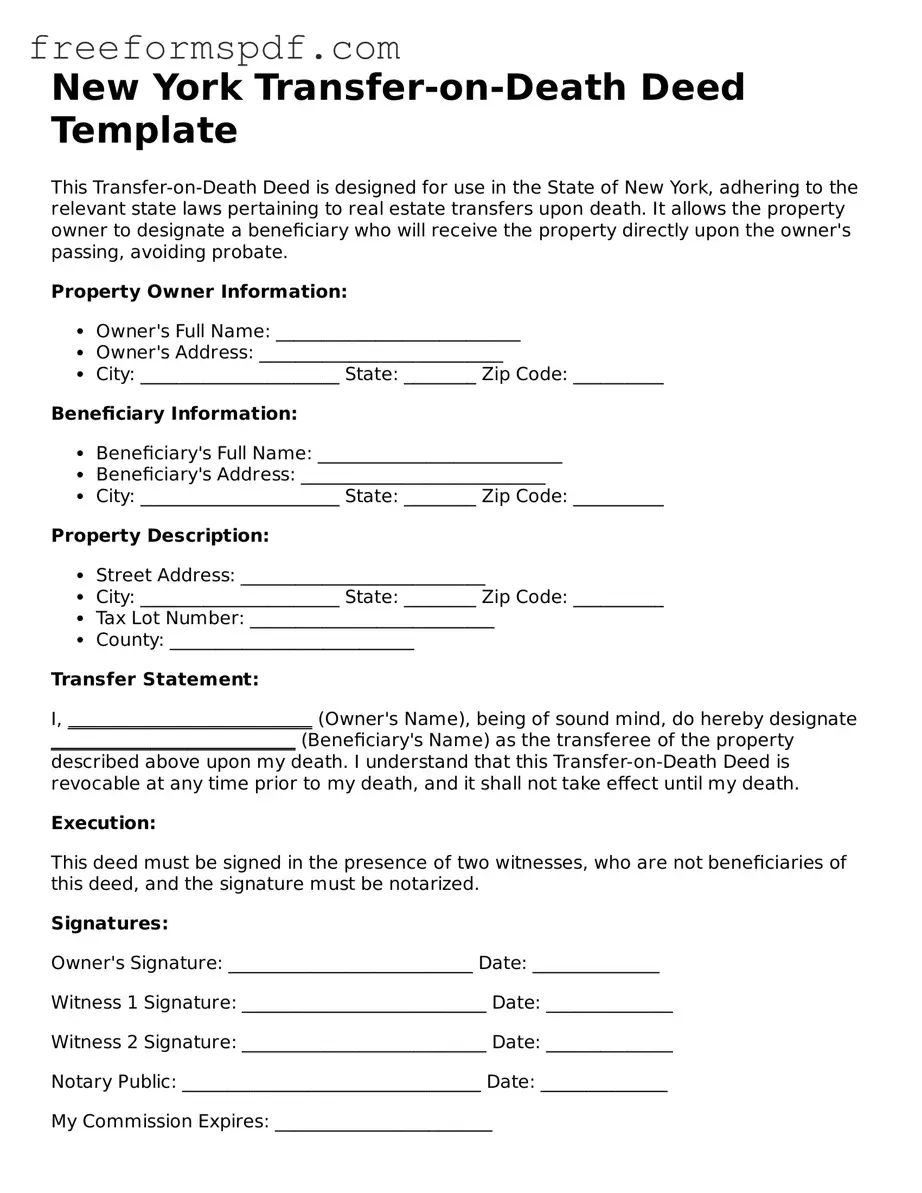 Attorney-Verified Transfer-on-Death Deed Document for New York State