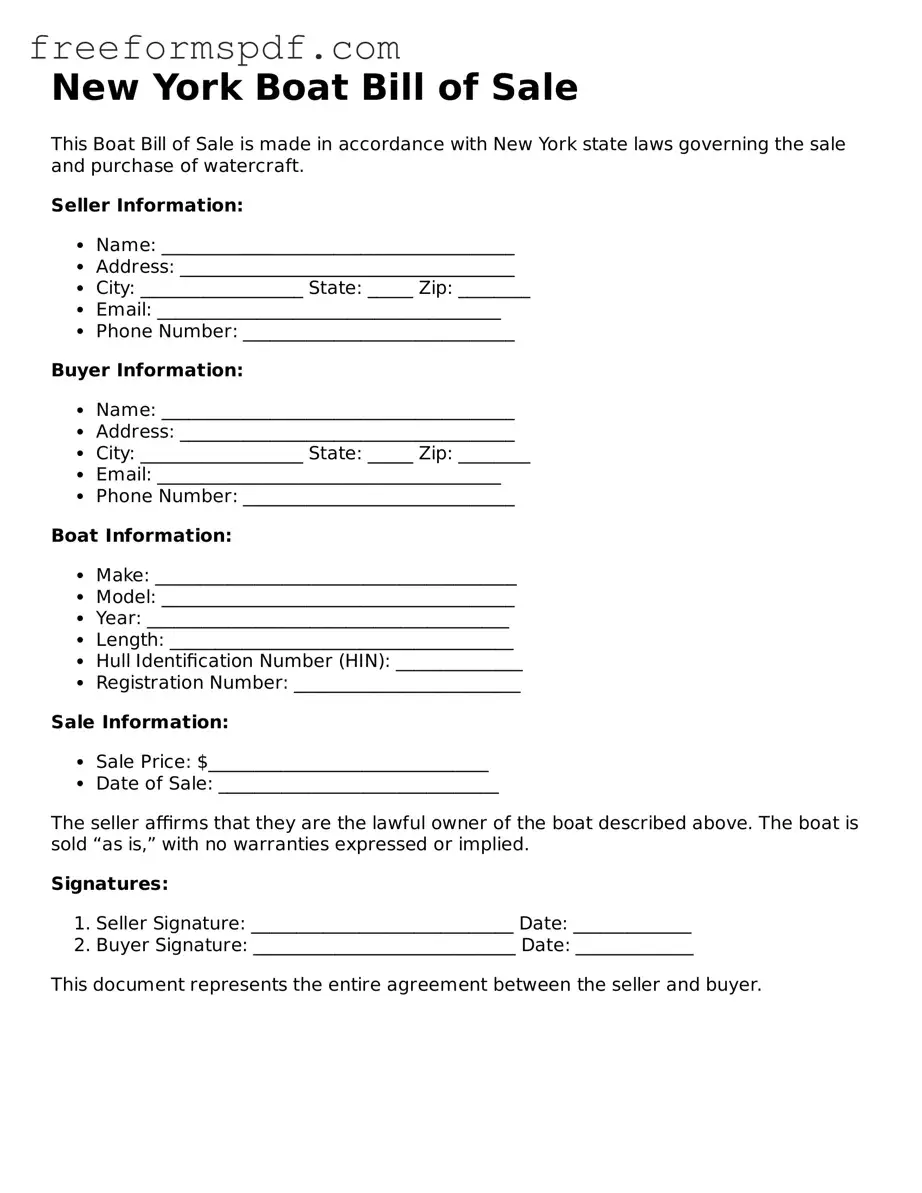 Attorney-Verified Boat Bill of Sale Document for New York State