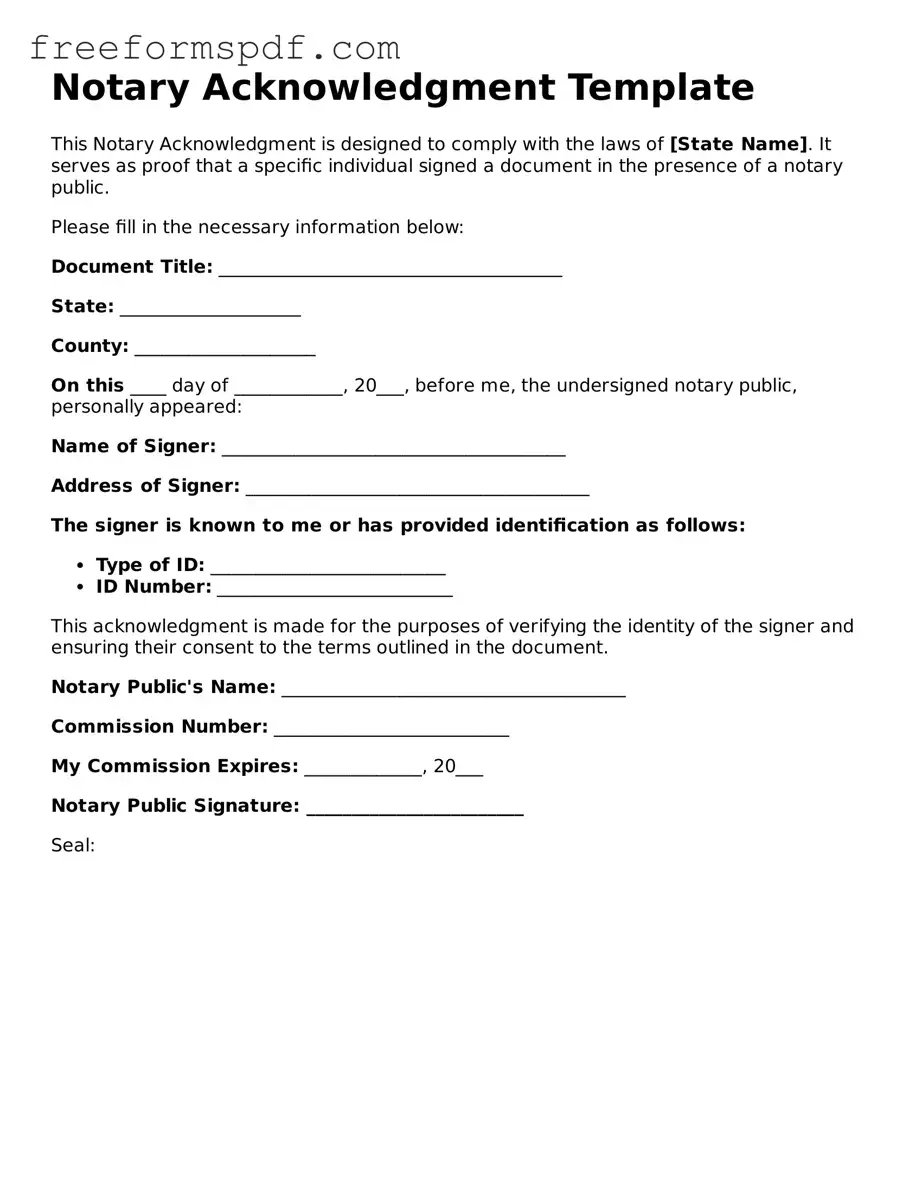 Notary Acknowledgement Document