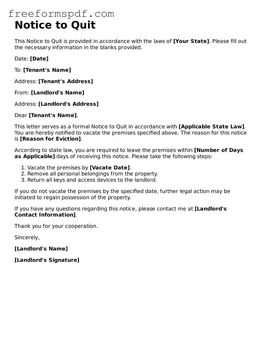 Notice to Quit Document
