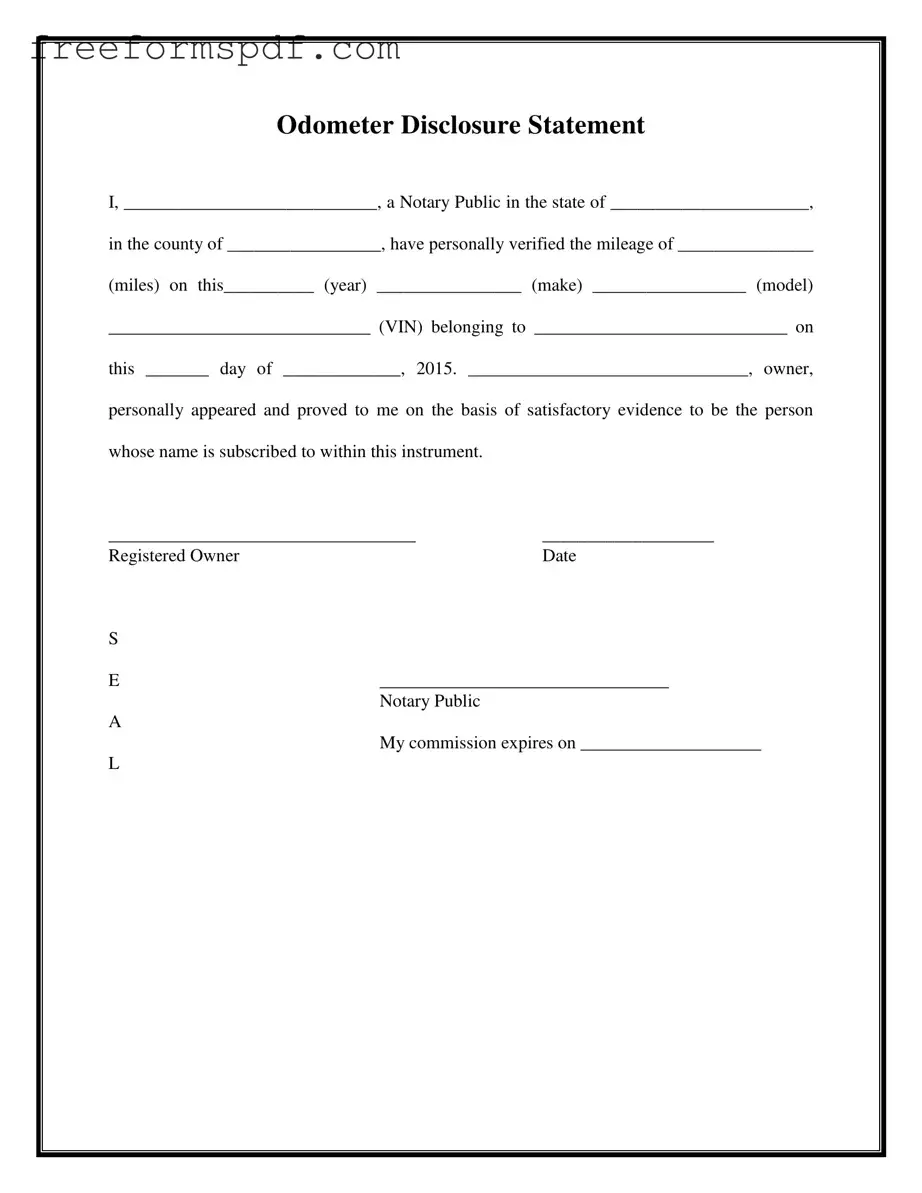 Fill in a Valid Notarized Odometer Statement Template
