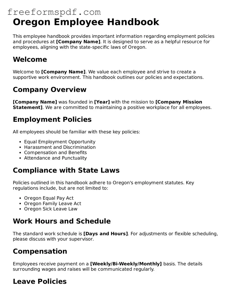 Attorney-Verified Employee Handbook Document for Oregon State