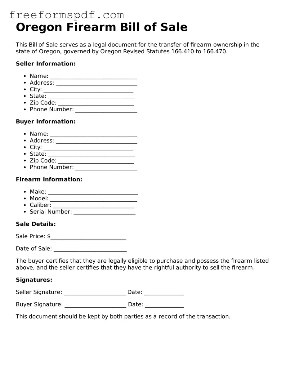 Attorney-Verified Firearm Bill of Sale Document for Oregon State