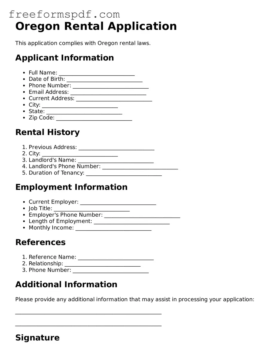Attorney-Verified Rental Application Document for Oregon State