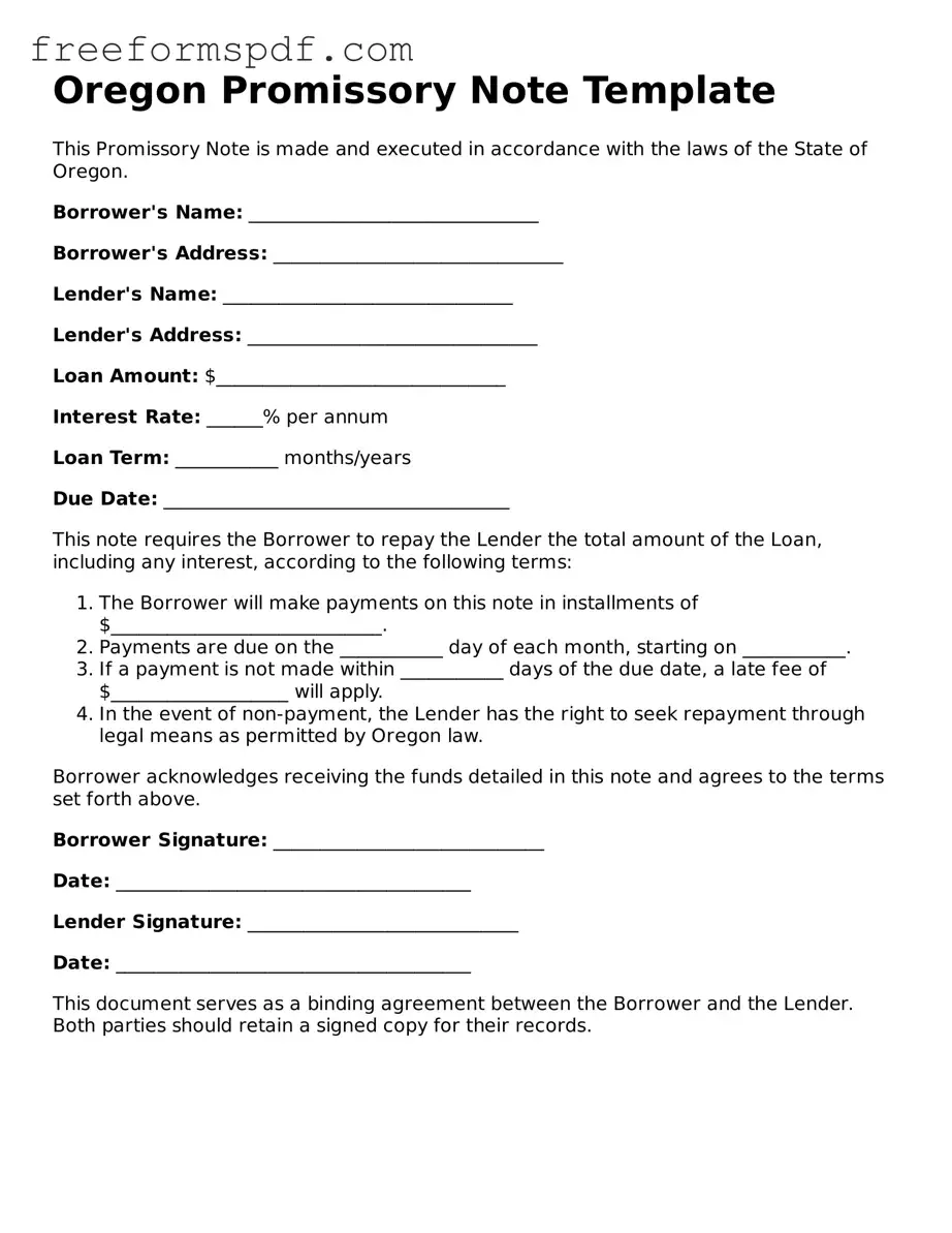 Attorney-Verified Promissory Note Document for Oregon State
