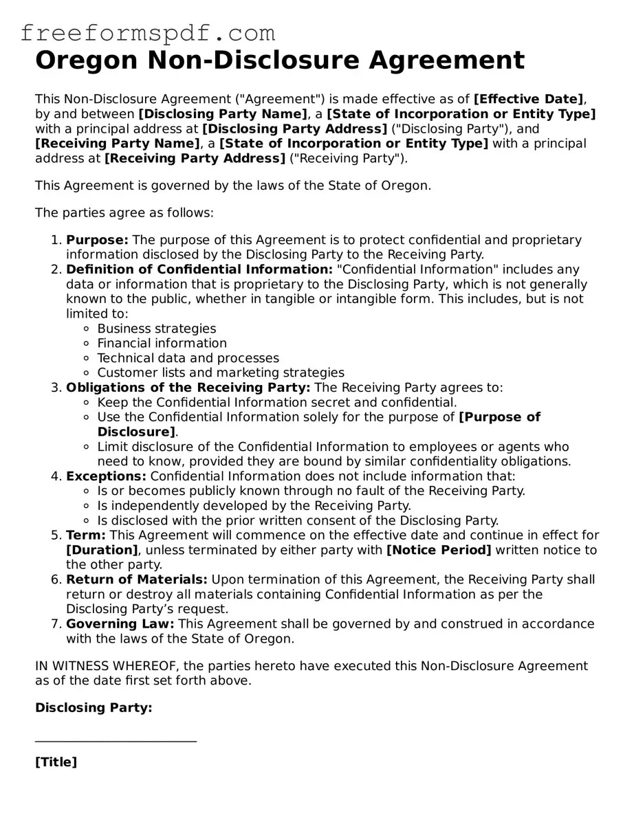 Attorney-Verified Non-disclosure Agreement Document for Oregon State