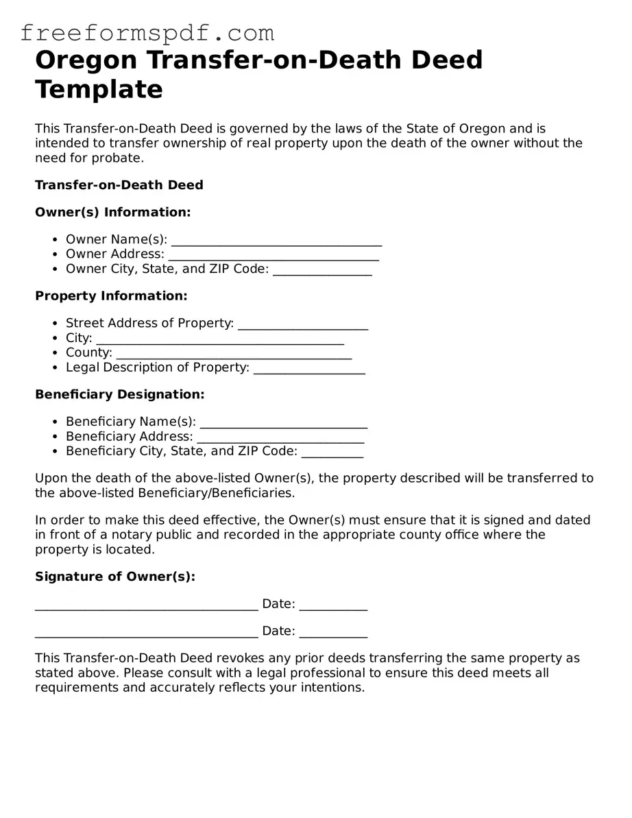 Attorney-Verified Transfer-on-Death Deed Document for Oregon State