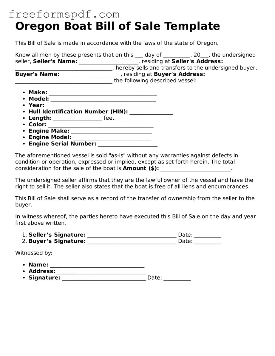 Attorney-Verified Boat Bill of Sale Document for Oregon State