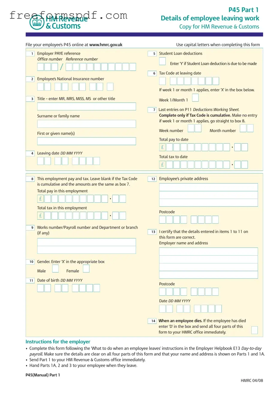 Fill in a Valid P 45 It Template