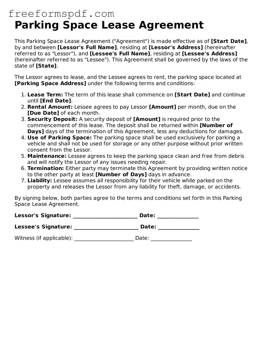Parking Space Lease Agreement Document