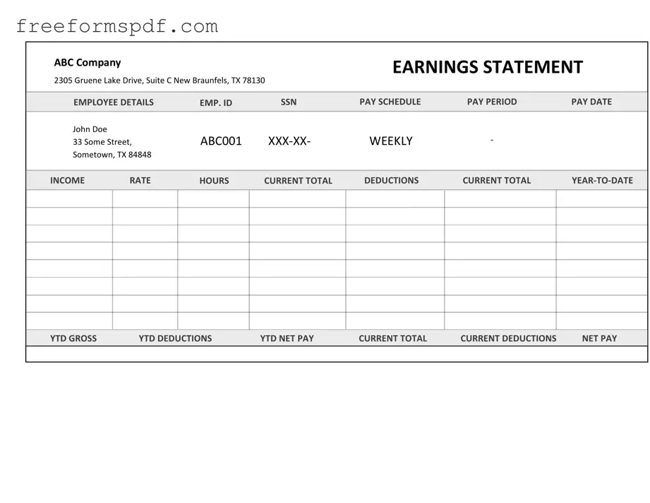 Fill in a Valid Independent Contractor Pay Stub Template