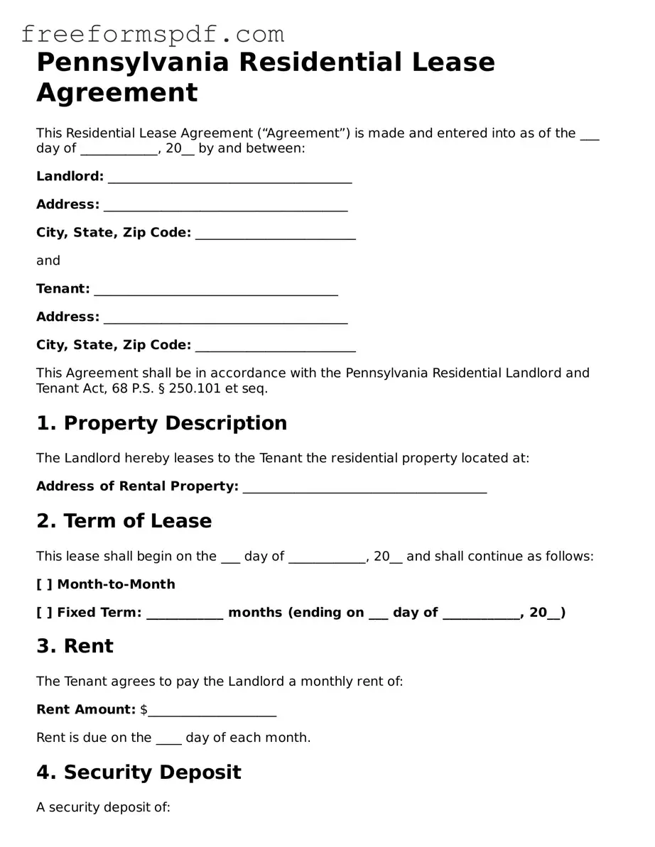 Attorney-Verified Residential Lease Agreement Document for Pennsylvania State