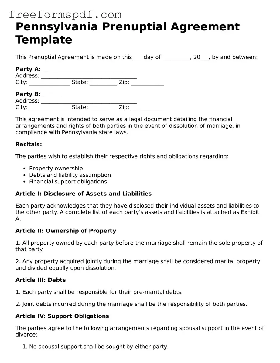 Attorney-Verified Prenuptial Agreement Document for Pennsylvania State