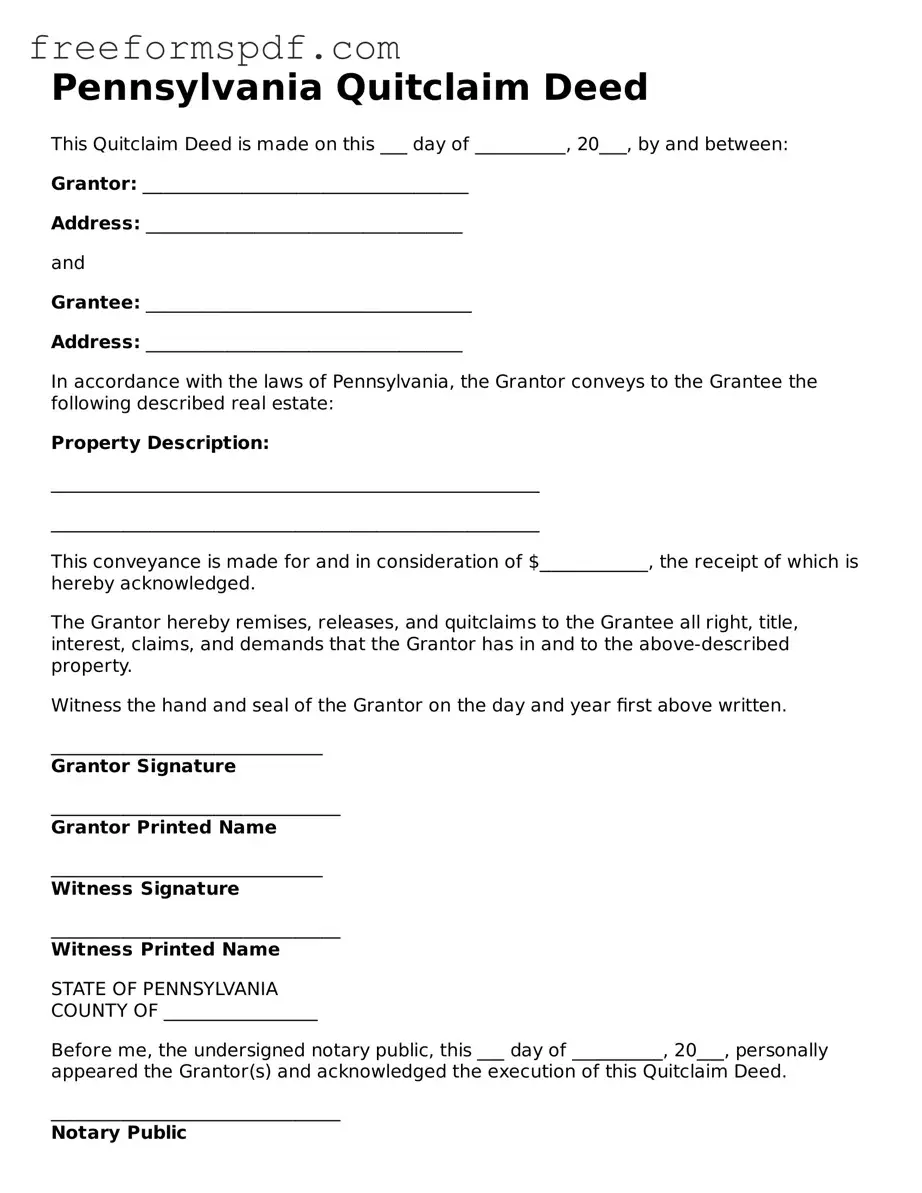 Attorney-Verified Quitclaim Deed Document for Pennsylvania State
