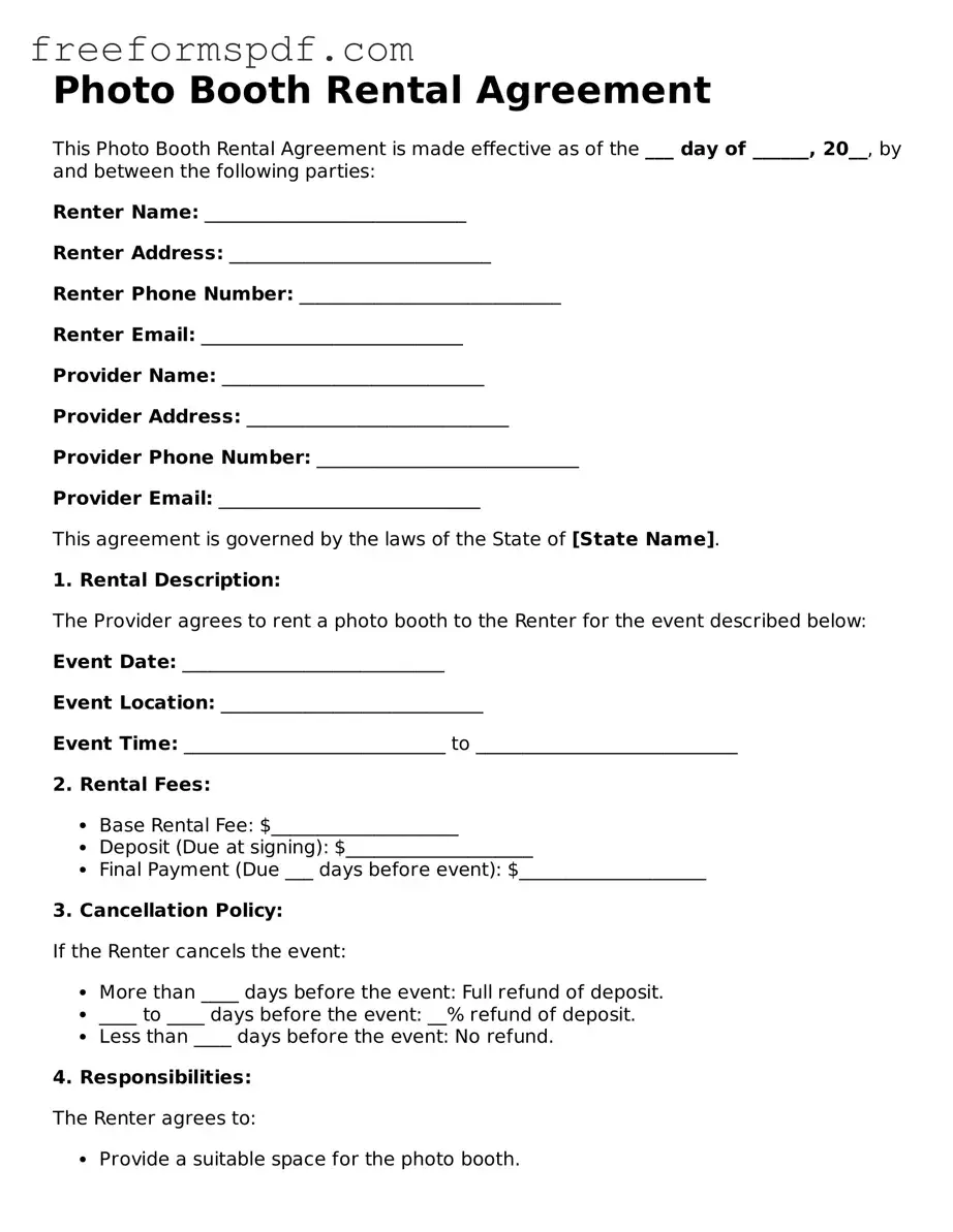 Photo Booth Rental Agreement Document