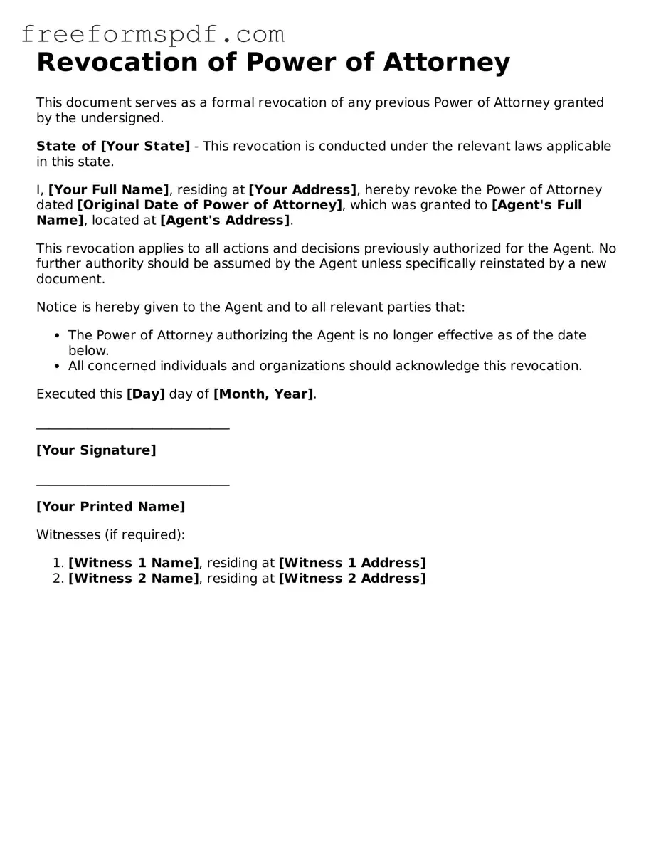 Revocation of Power of Attorney Document